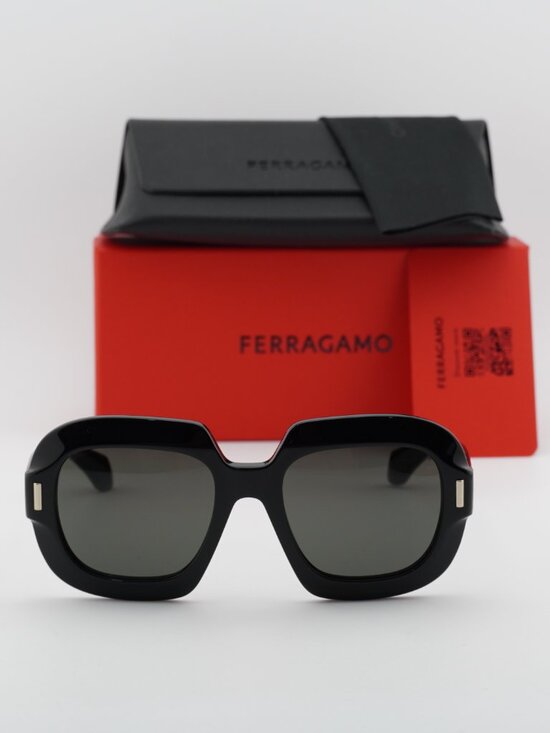 Salvatore Ferragamo SF2068SE 001 Butterfly Sunglasses - Black / Grey